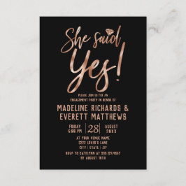 Rose Gold Elle A Dit Oui Engagement Invitation
