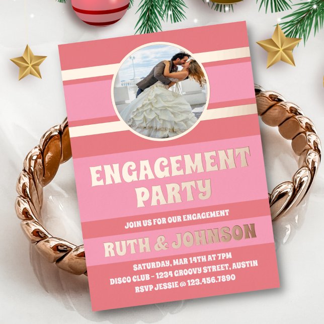 Rose Gold Engagement Party Foto Folieneinladung (Von Creator hochgeladen)