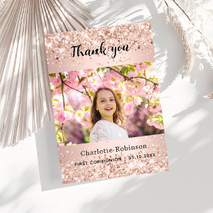 Rose Gold erste Kommune Foto danke Ihnen Karte
