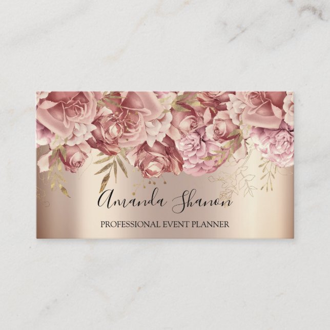Rose Gold Event Planner QR CODE Logo Visitenkarte (Vorderseite)