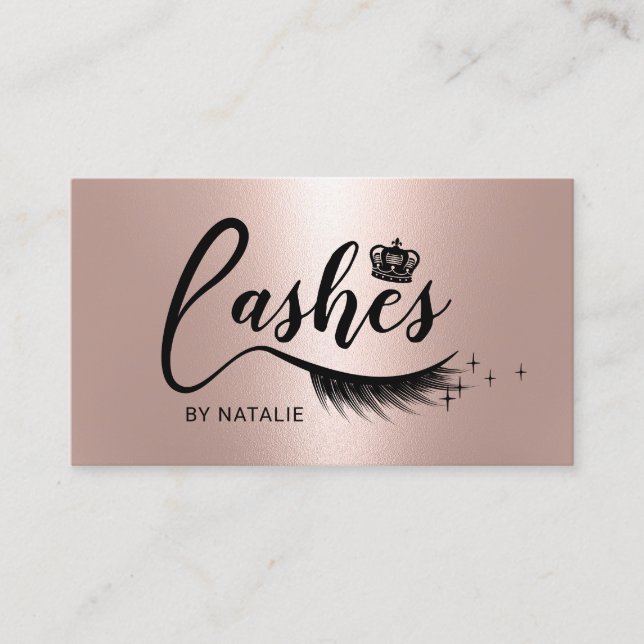 Rose Gold Eyelash Extensions Lashes Queen Salon Visitenkarte (Vorderseite)