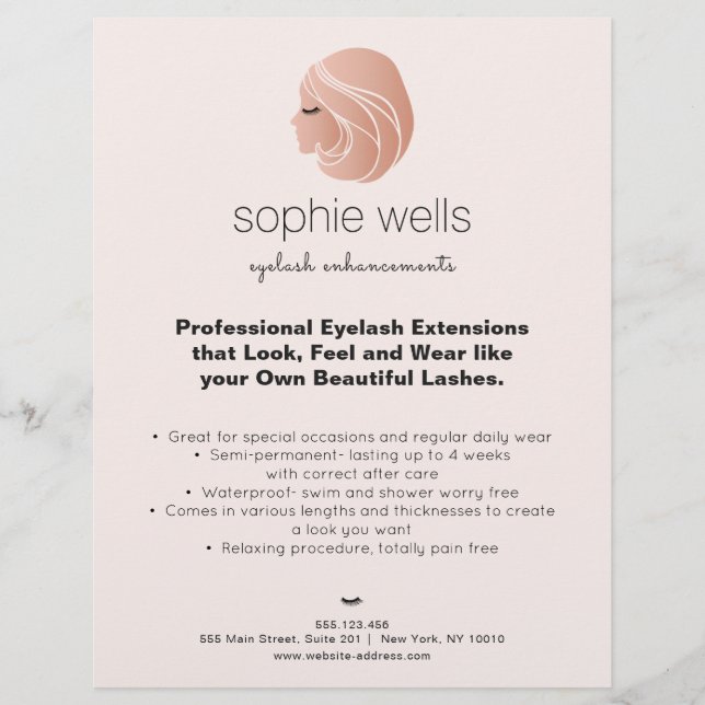 Rose Gold EyeLash Extensions und False Lash Girl Flyer (Vorne)