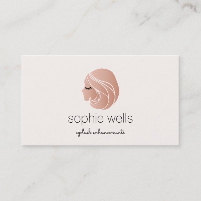 Rose Gold EyeLash Extensions und False Lash Girl Visitenkarte (Vorderseite)