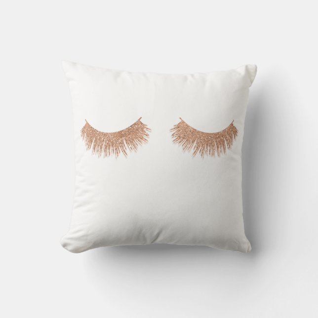 Rose Gold Eyelashes Beauty Throw Kissen (Vorderseite)