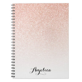 Rose Gold Falsch Glitter Shadow Script Name Notebo Notizblock