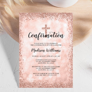 Rose Gold Falsche Glitterlichter Konfirmation Einladung