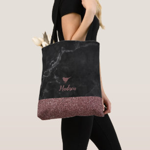 Rose Gold falscher Glitter Kleiner Vogel auf schwa Tasche