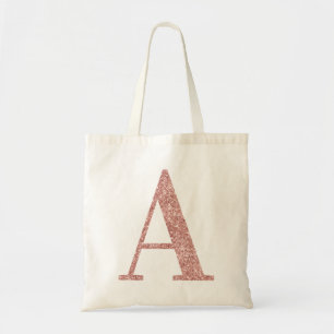 Rose Gold falscher Glitter Monogramm A Tragetasche