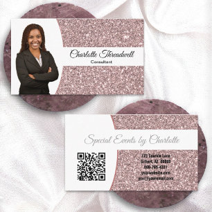 Rose Gold Falscher Glitter Professioneller Foto QR Visitenkarte