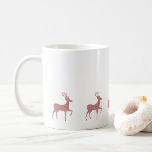 Rose Gold falscher Glitter Weihnachtsrentier Kaffeetasse
