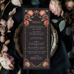Rose Gold Fantasy Verzauberte Blumengartenhochzeit Menükarte<br><div class="desc">Elegantes,  skurriles,  fantasy-verzaubertes Blumengarten Hochzeitsdesign perfekt für ein zauberhaftes Waldfest. In diesem Design finden Sie Blumenelemente in einem Rahmen aus grünen Blätter und goldenen Akzenten. Matching Artikel in unserem Shop für ein komplettes Party Thema.</div>