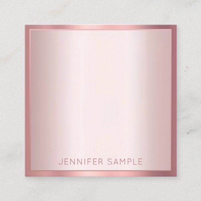 Rose Gold Farbe Elegante Moderne, einfache Vorlage Quadratische Visitenkarte (Vorderseite)