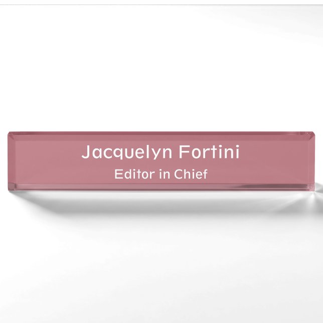 Rose Gold Farbe Schlicht Elegant Modernes Minimali Namensplakette (Vorderseite)