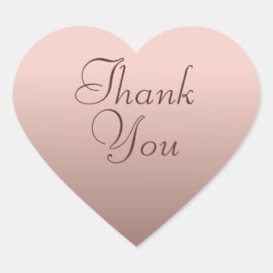 Rose Gold Farbvorlage Danke Text Elegant Herz-Aufkleber
