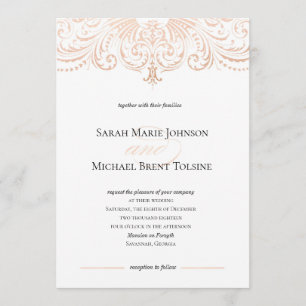 Rose Gold Faux Foil Boho Chic Faire-part de mariag
