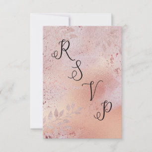 Rose Gold Faux-Folie-Textur und Laubwerk RSVP Karte