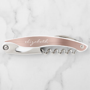Rose Gold Faux gebürstetes Metall personalisierte  Kellnermesser