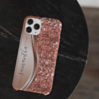 Rose Gold Faux Parties scintillant Bling Nom manus