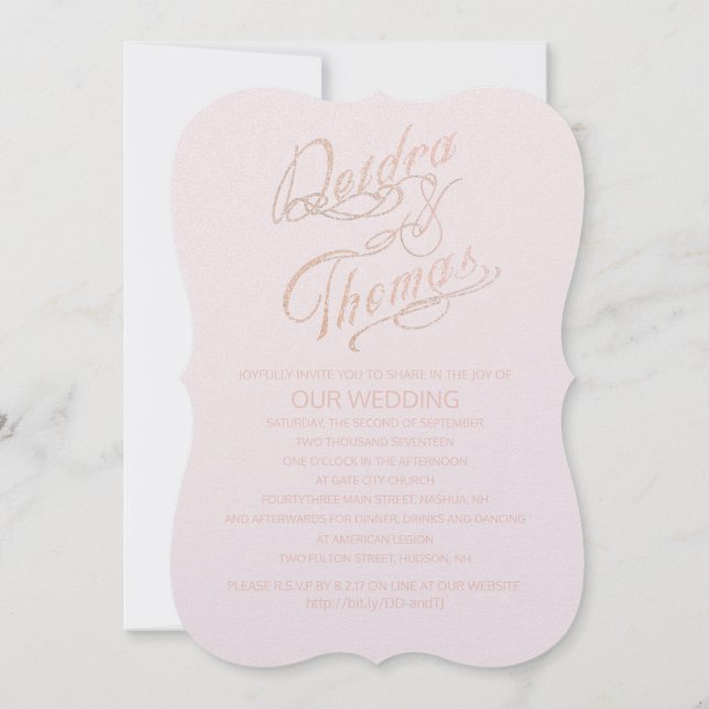 Rose Gold Faux Parties scintillant Gem Invitations (Dos)
