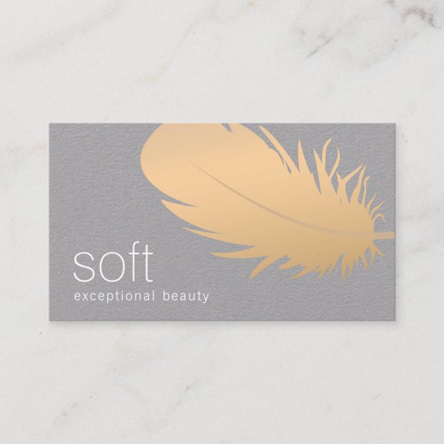 Rose Gold Feather Esthetician Skincare Grau Visitenkarte (Vorderseite)