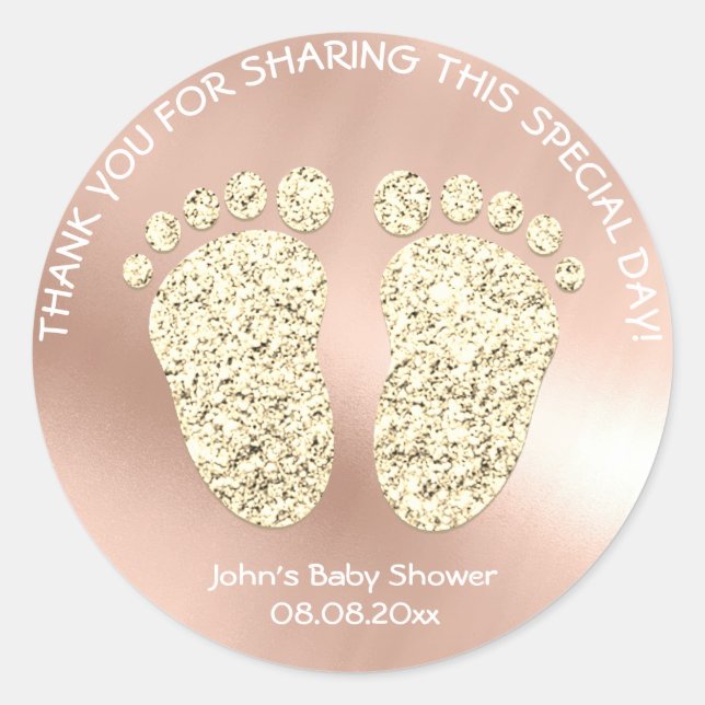 Rose Gold Feet Baby Dusche Gefallen Geschenk Viele Runder Aufkleber (Vorderseite)