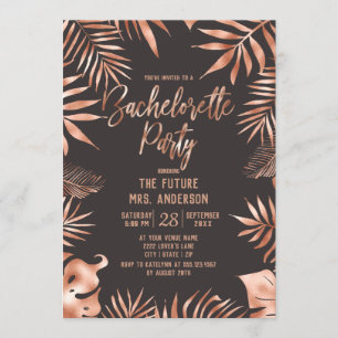 Rose Gold Feuilles Bachelorette Party Invitation