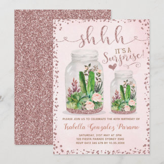 Rose Gold Fiesta Erwachsene Frau Birthday Einladun Einladung
