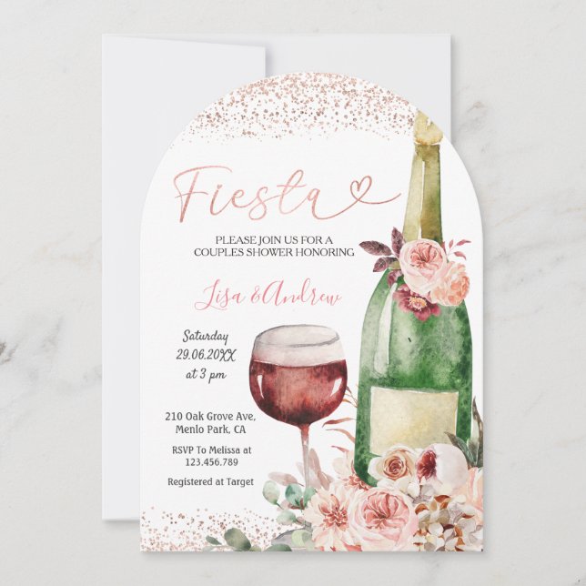 Rose Gold Fiesta Paare Einladung (Vorderseite)