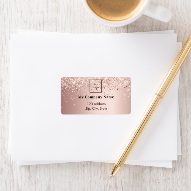 Rose Gold-Firmenlogo Rücksendeadresse Adressaufkleber (Insitu)