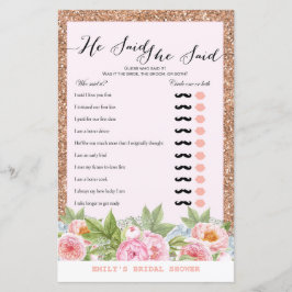 Rose Gold Flamingo Brautparty Game DRUCKT