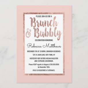 Rose Gold Floral Blush Rosa Brush Brunch Bubble Einladung