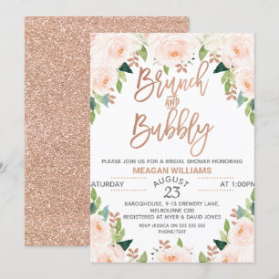 Rose Gold Floral Brunch Invitation de la mariée