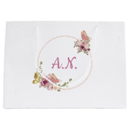 Rose Gold Floral Butterfly – Elegant Personal Große Geschenktüte