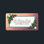 Rose Gold Floral Christmas Address Labels Adressaufkleber<br><div class="desc">Hübsches Blumendesign persönliche Adressetiketten für alle Ihre Urlaubswünsche</div>