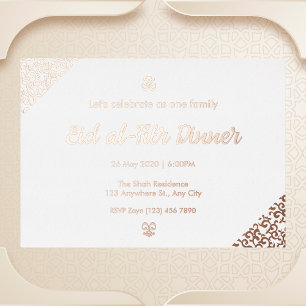 Rose Gold Floral Eid al-Fitr Folien-Einladung Folieneinladung
