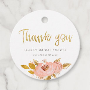 Rose Gold Floral Glitzer Brautparty Liebesmarken Geschenkanhänger