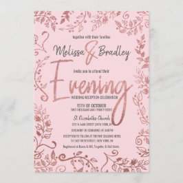 Rose Gold Floral Glitzer Ombre Pink Abend Einladung