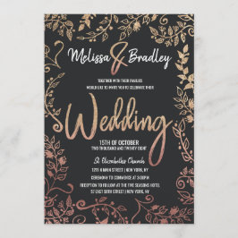 Rose Gold Floral Gold Glitzer Ombre Wedding Einladung