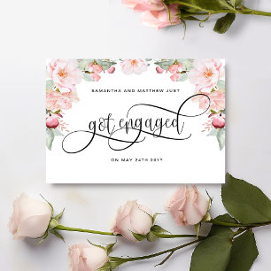 Rose Gold Floral, Got Verlobt, Verlobung Ankündigungspostkarte