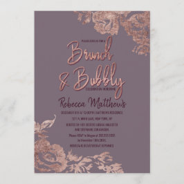 Rose Gold Floral Lila Maul Brunch und Bubble Einladung