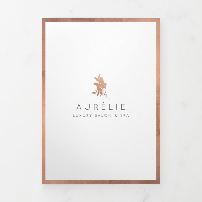Rose Gold Floral Luxury Salon Broschüre (Cover)