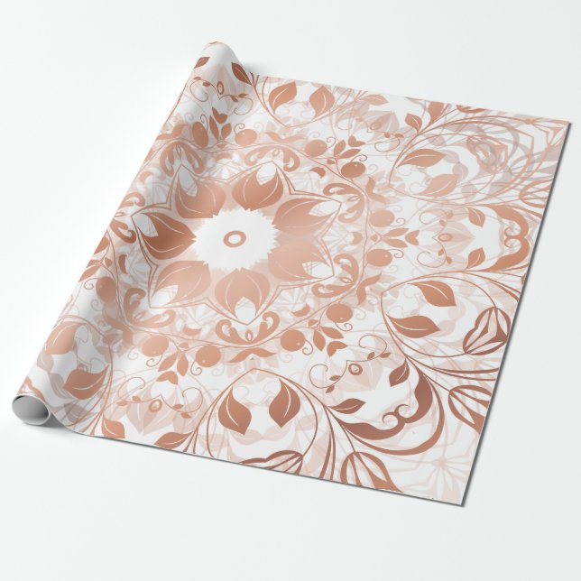 Rose Gold Floral Mandala Geschenkpapier (Ungerollt)