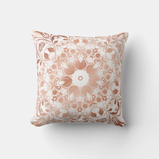 Rose Gold Floral Mandala Kissen (Vorderseite)