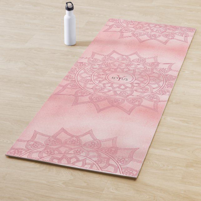 Rose Gold Floral Mandala Monogramm Yogamatte (Beispiel)