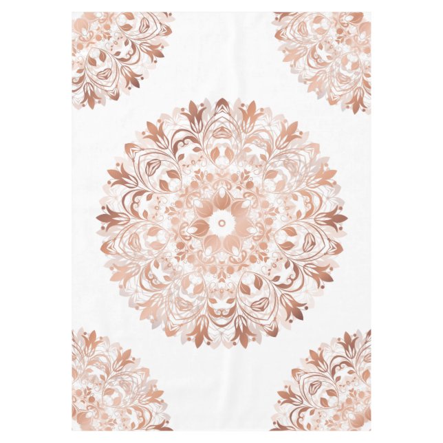 Rose Gold Floral Mandala Tischdecke (Vorderseite)