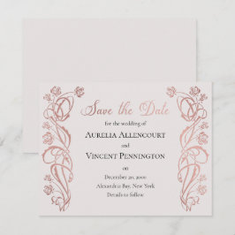 Rose Gold Floral Messe Hochzeit Save The Date