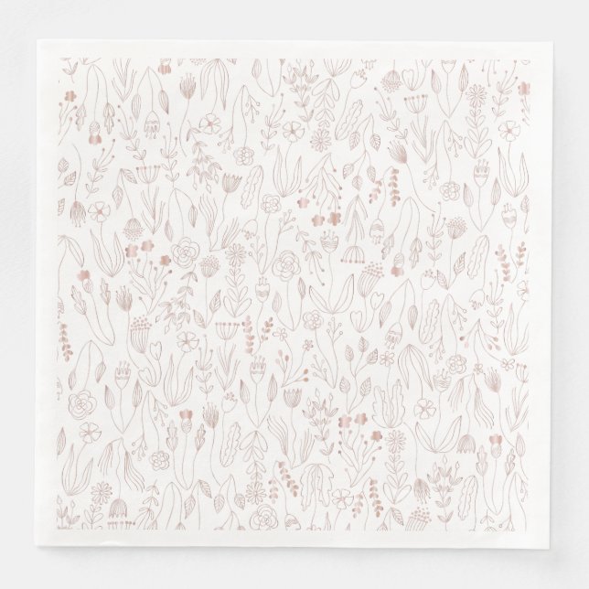 Rose Gold Floral Muster Serviette (Vorderseite)