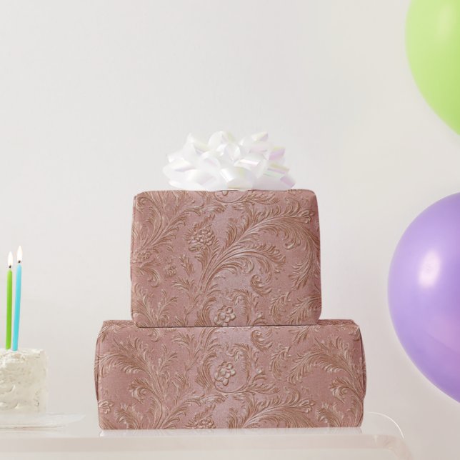 Rose-Gold Floral pattern Geschenkpapier (Partygeschenke)