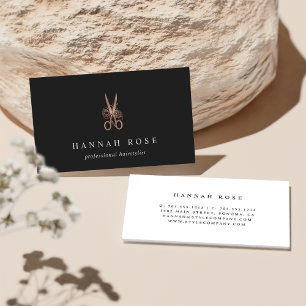 Rose Gold Floral Scheren Logo Haarstylle Visitenkarte