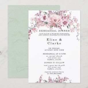 Rose Gold Floral und Eukalyptus Probe Abendessen Einladung
